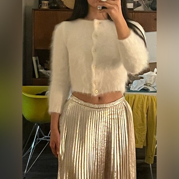 amaya arzuaga Sweaters - Angel mohair mini cropped cardigan off white ivory XS